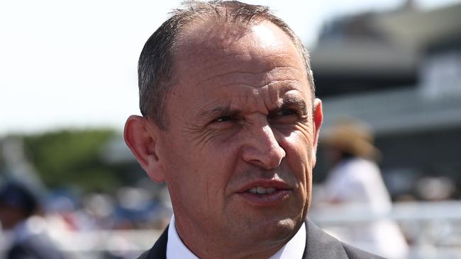 SYDNEY, AUSTRALIA - JANUARY 25: Trainer Chris Waller celebrates after  Tommy Berry riding Political Debate  win Race 5 Drinkwise during Sydney Racing at Royal Randwick Racecourse on January 25, 2025 in Sydney, Australia. (Photo by Jeremy Ng/Getty Images)