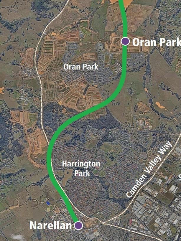 The proposed rail corridor to Narellan.