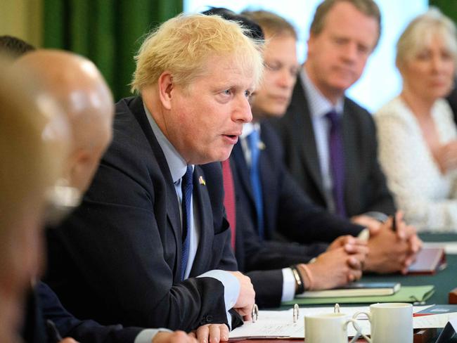 Boris Johnson speaks as he chairs a Cabinet meeting at 10 Downing Street, in London, after surviving a vote of no confidence from his own Conservative MPs. Picture: POOL / AFP