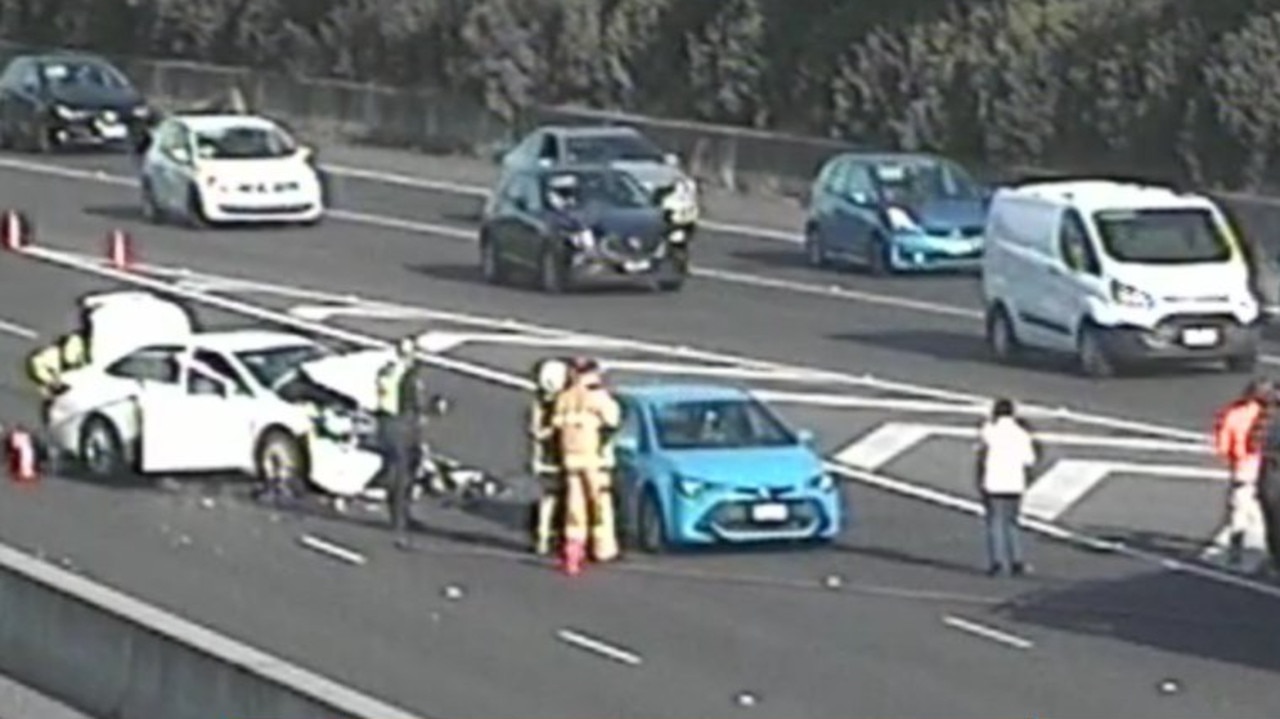 Traffic stacking up on the M80 Ring Rd Bundoora after collision