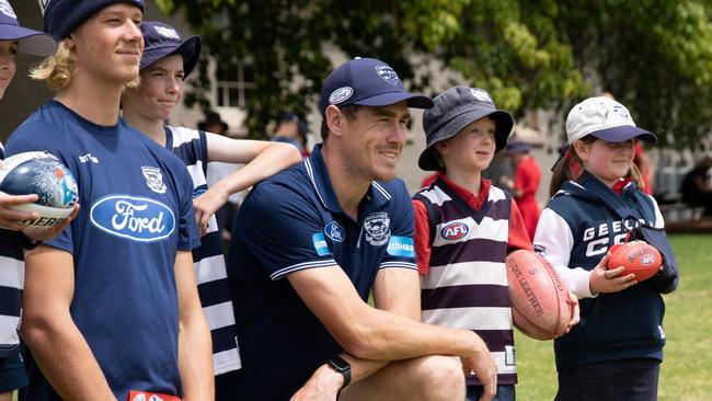 Jeremy Cameron could miss either of Geelong’s opening games. Picture: Riley Lockett / AFL Victoria