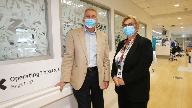 Dr Simon Williams, clinical director surgery and critical care and Barwon Health CEO Frances Diver, in the new Youang Surgery Centre. Picture: Alan Barber