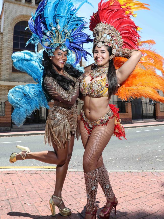 La Bomba dancers Talita Santos Fontainha and Antonia Enriquez de Salamanca Picture: AAP/Russell Millard