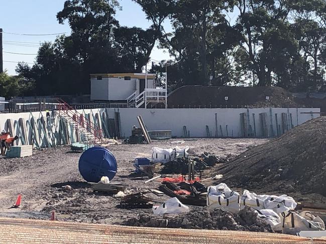 Construction work was well underway on Friday at the Bunnings Warehouse site at Frenchs Forest. Picture: Jim O'Rourke