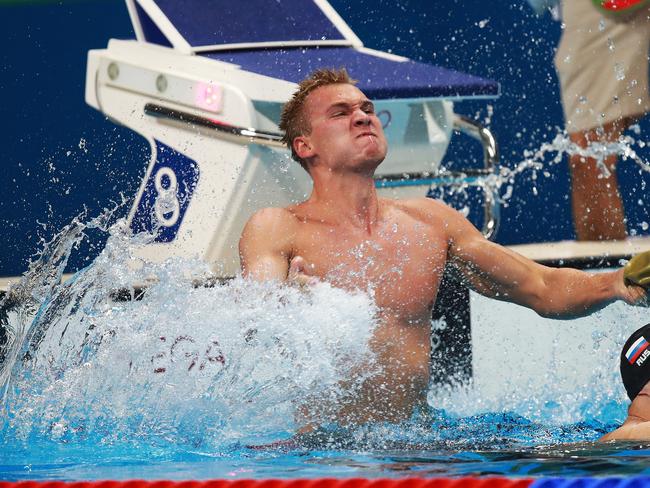 Dmitriy Balandin of Kazakhstan wins the Men's 200m Breaststroke Final on day five of the swimmingat the Rio 2016 Olympic Games. Picture. Phil Hillyard