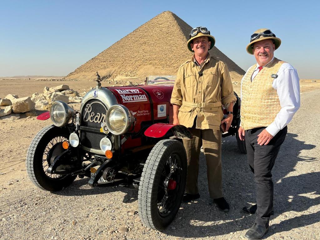 , Birtles and Bean Round the world trip with Daily Telegraph Cartoonist, Warren Brown and Journalist, Matthew Benns. The pair have made it to Cairo, Egypt. Picture: Supplied.,