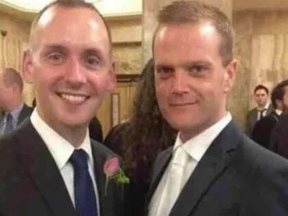 Joe Ritchie-Bennett (left) with his husband Ian who died of cancer in 2014. Picture: Facebook