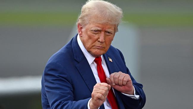 Republican presidential candidate Donald Trump “dances” to YMCA at a campaign rally at the North Carolina in August. (Photo: Peter Zay/AFP.)