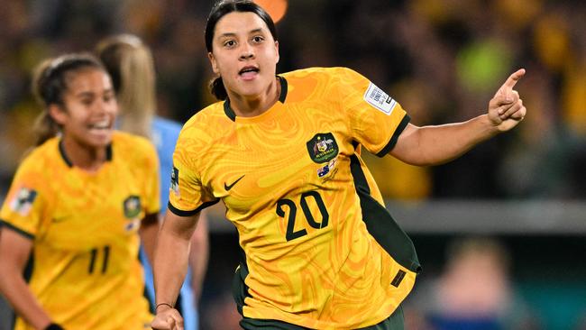 Sam Kerr may be back in the Matildas camp sooner than imagined. Picture: IZHAR KHAN / AFP