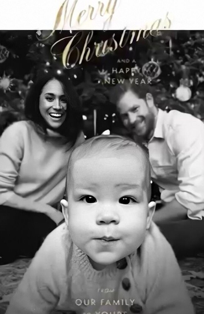 Archie was the star of the show in their 2019 Christmas card. Picture: Twitter