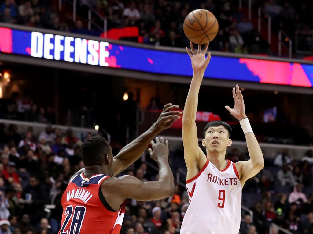 Former Houston Rockets big man Zhou Qi has signed a two-year deal with the South East Melbourne Phoenix. Picture: Rob Carr/Getty Images