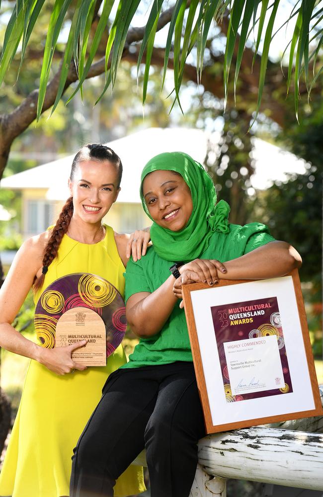 Stephanie Naunton and Yasmin Ali Abukar from TMSG are Winners of the Multicultural QLD Awards Sector Outstanding Achiever &amp; runners up for the Minister's Choice Awards. Picture: Shae Beplate