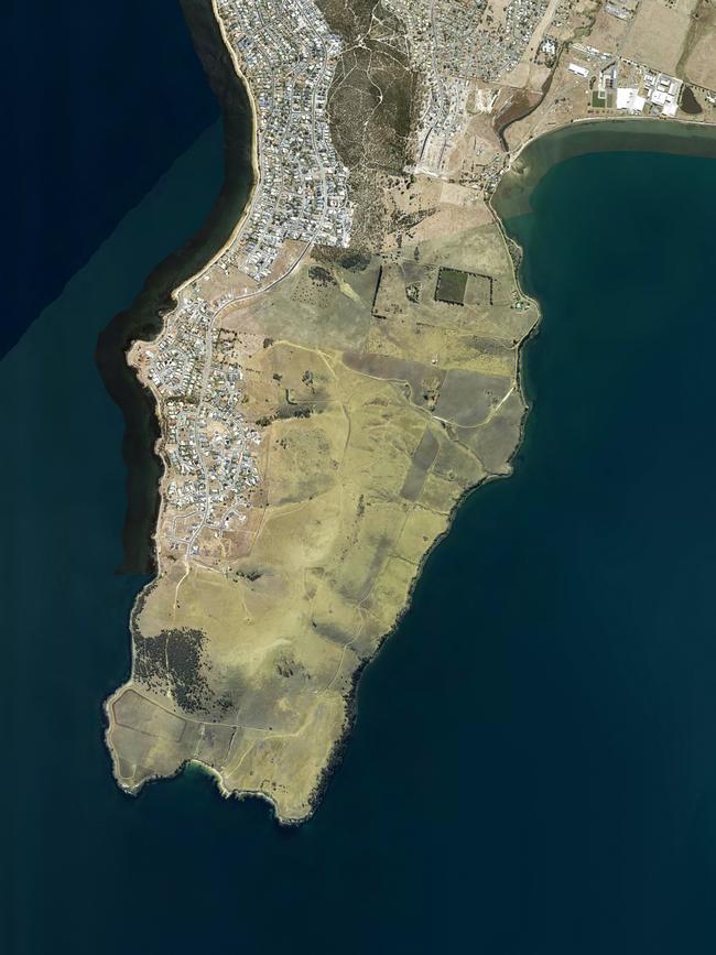 Aerial image of Droughty Point, south of Tranmere in Tasmania.