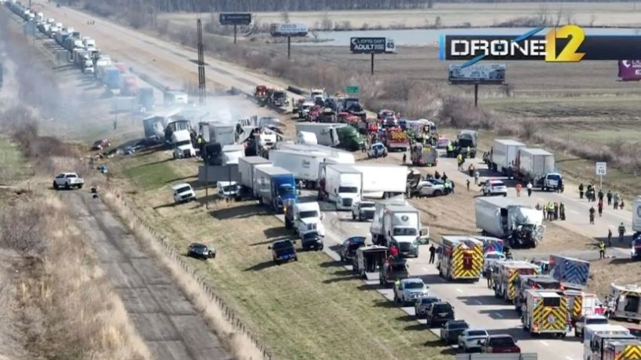 An aerial view of the wreckage on the I-57. Picture: KAIT