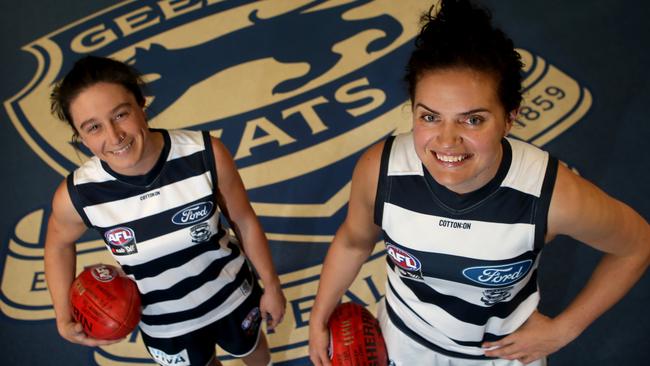 Meg McDonald (right) with teammate Julia Crockett-Grills. Picture: Glenn Ferguson