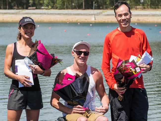 Western Sydney Marathon winners Heidi Rickard, Erik Horrie and Raymond Wareham. (Photo: JGRimages)