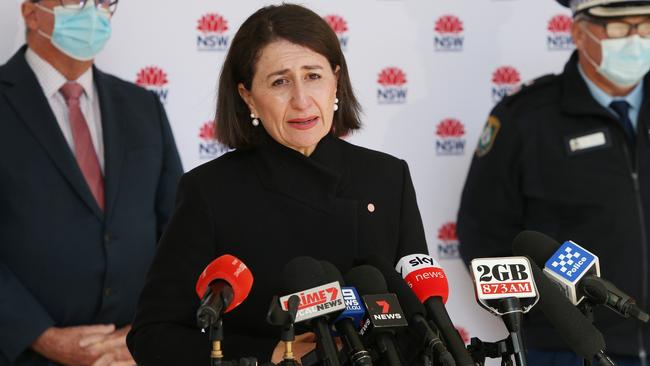 NSW Premier announces an extension of Sydney’s lockdown on Wednesday. Picture: Getty Images