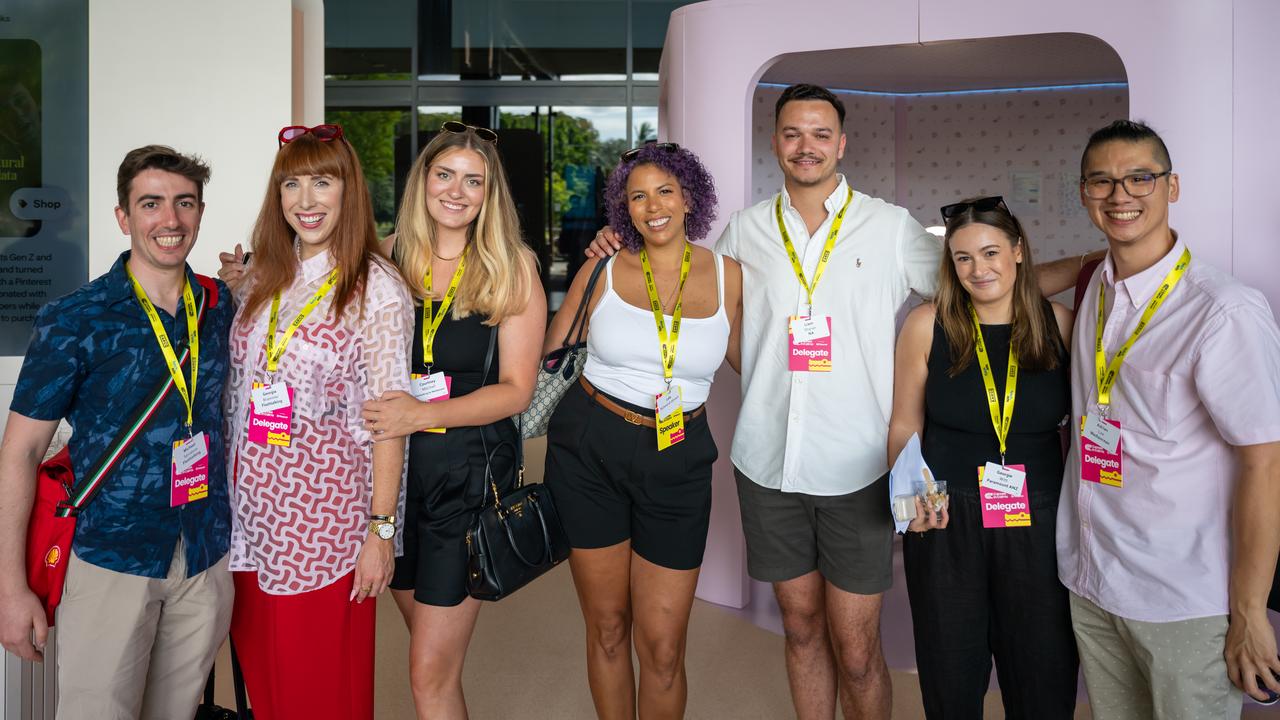 Michael Serratore, Georgia Brammer, Courtney Mitchell, Lela Richmond-Johnson, Liam Sharan, Georgie Witt and Adrian Lee at Cannes In Cairns on Tuesday Morning. Picture Emily Barker