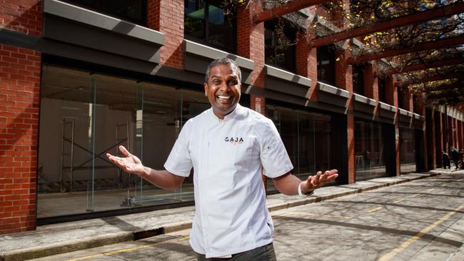 MasterChef winner Sashi Cheliah is opening his own restaurant, Gaja by Sashi, in Pirie St on the corner of Chesser St, Adelaide. Picture: Matt Turner