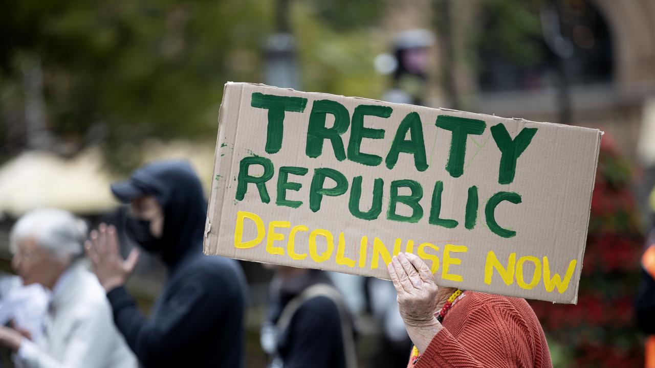 Protesters were calling for Australia to become a republic. Picture: NCA NewsWire / Nikki Short