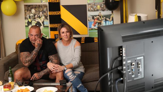 Dustin Martin’s father Shane watches the Brownlow Medal from Auckland. Picture: Alex Coppel