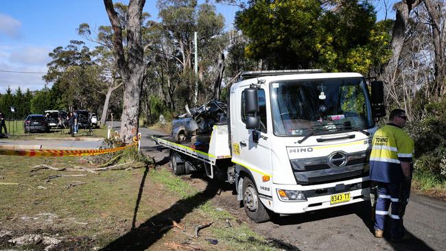 A tow truck takes the barely recognisable car away from the scene. Picture: NCA Newswire