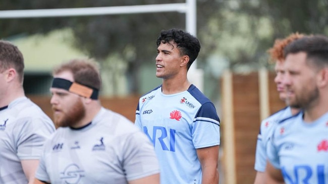 NRL convert Joseph-Aukuso Suaalii joined his new NSW Waratahs teammates in Canberra after his multi-million dollar code switch.