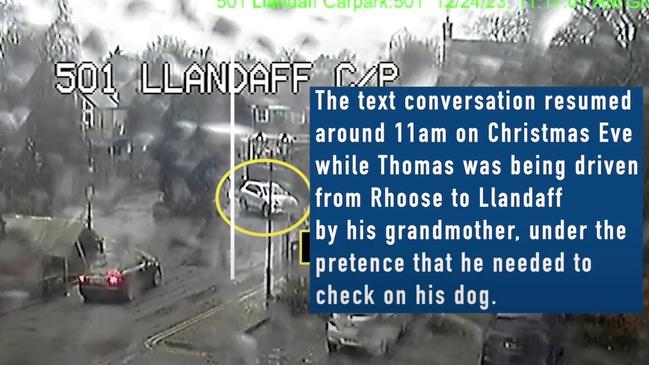 Cameras captured Thomas and his grandmother driving to the home. Picture: South Wales Police