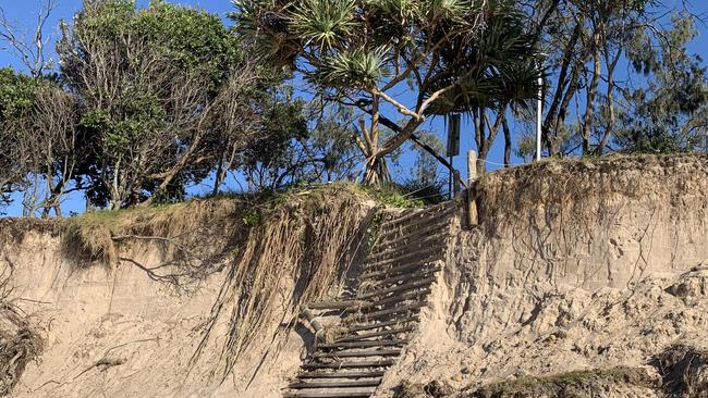 Erosion has been an ongoing problem on Main Beach and Clarkes Beach in Byron Bay, pictured on June 7, 2021. Picture: Liana Boss