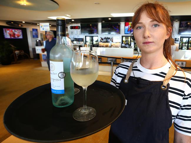 Waitress Sarah Francis at Coolangatta Surf Club. Picture: Adam Head