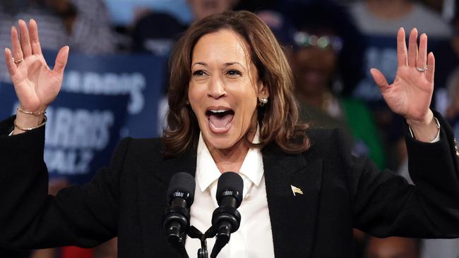 Kamala Harris speaks during a campaign rally in North Carolina. Picture: Getty Images via AFP.