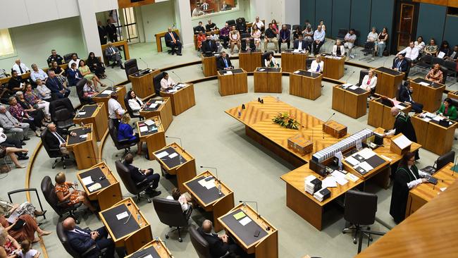 The official opening of the first sitting of the new parliament. Picture Katrina Bridgeford.