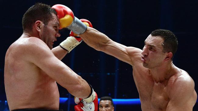 Wladimir Klitschko, right, fights Bulgarian challenger Kubrat Pulev in Hamburg.