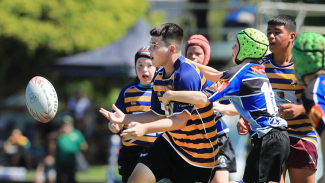SURFERS PARADISE RUGBY, GOLD COAST , AUSTRALIA - April 10, 2021: Far North Coast U13s v USQ Saints U13s - Day Two of King of the Country rugby tournament.Played at Surfers Paradise Eagles Rugby Ground at Southport. Picture: Scott Powick Newscorp