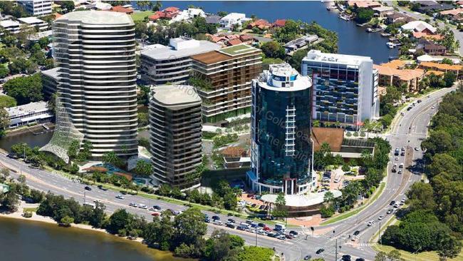 Artist impressions of Cromwell Property Group's planned redevelopment of the Gold Coast Corporate Centre at Bundall. Source: Gold Coast City Council