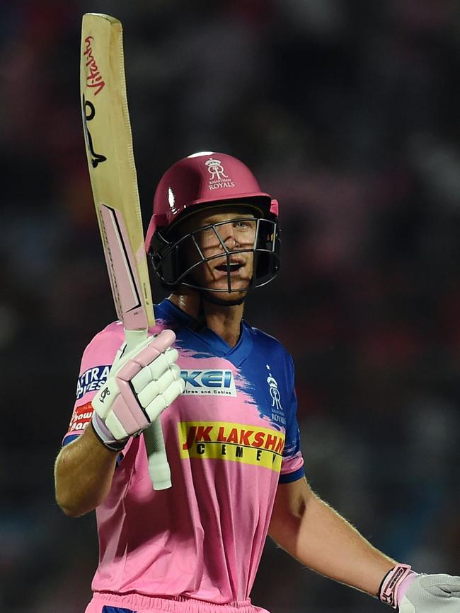 Jos Buttler fumes after being mankaded in the IPL last year. Picture: Money Sharma/AFP