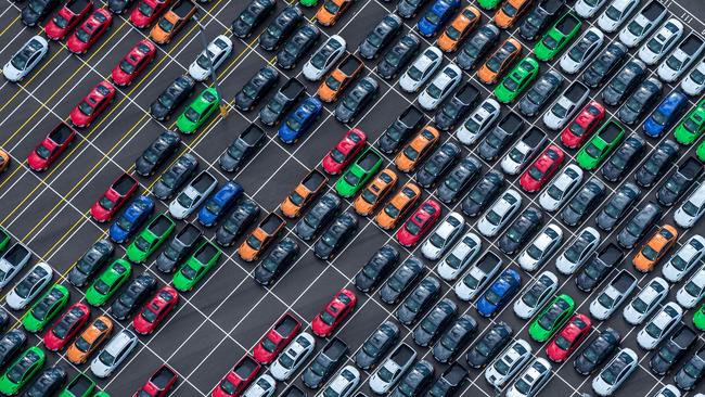 New cars fresh off the ship at Webb Dock, Port Melbourne.