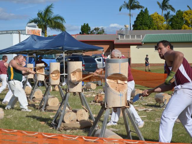 WOOD CHOP: Action in the main arena at the Childers Show.