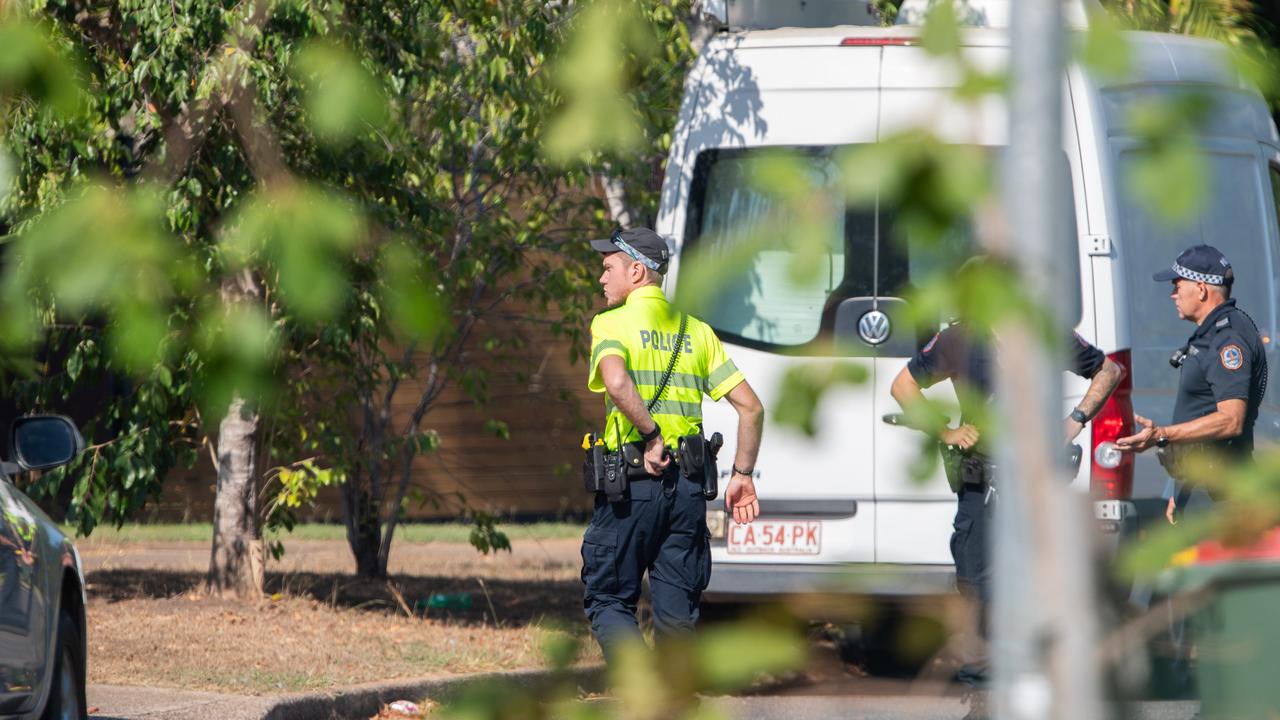 Police officers on the scene in Gardenia Street on Tuesday. Picture: Pema Tamang Pakhrin