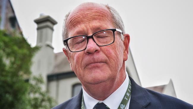 Deputy headmaster Rohan Brown, at the centre of the haircut saga, returned to Trinity Grammar after he was reinstated. Picture: Tony Gough