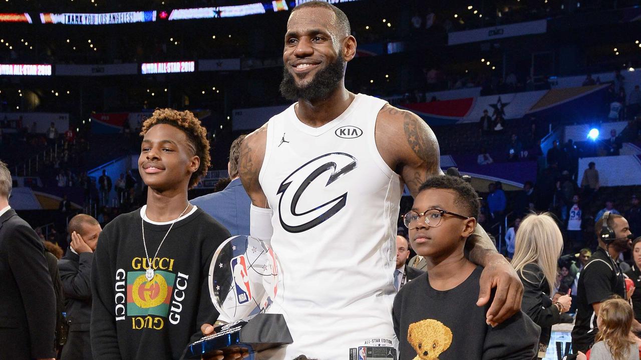 LeBron James with son LeBron Jr Bronny at Nike Elite Youth Basketball ...