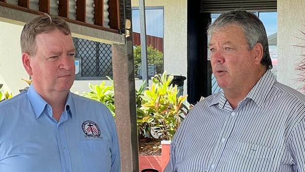 Mackay Christian College principal Barclie Gallogray and Andrew Willcox speaking about stolen cars in the Mackay region.