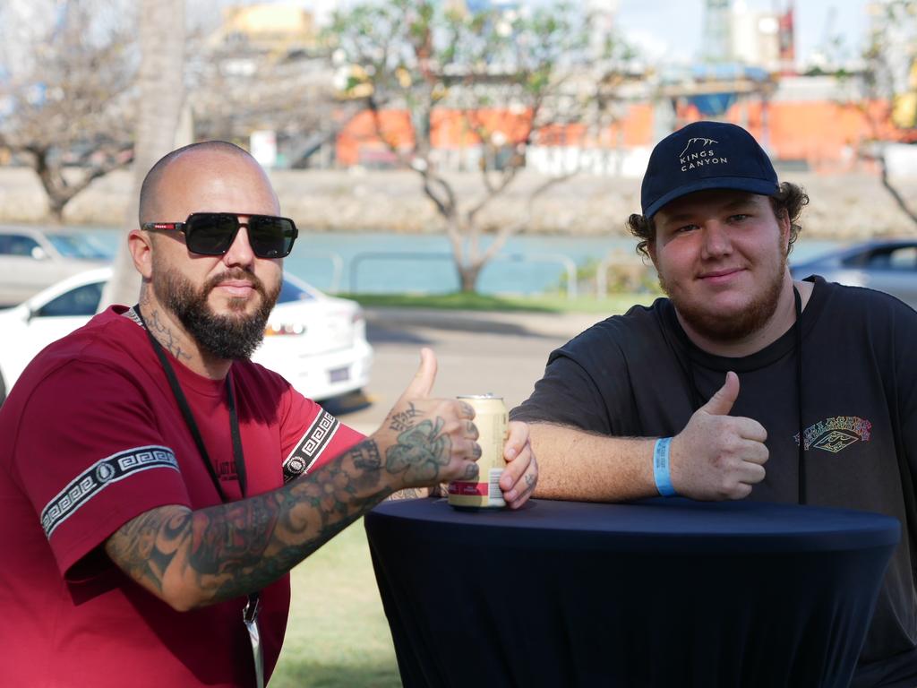 Kelvin De Jongh and Kyle McCluskey before the Battle on the Reef boxing at Townsville Entertainment and Convention Centre on October 8. Picture: Blair Jackson