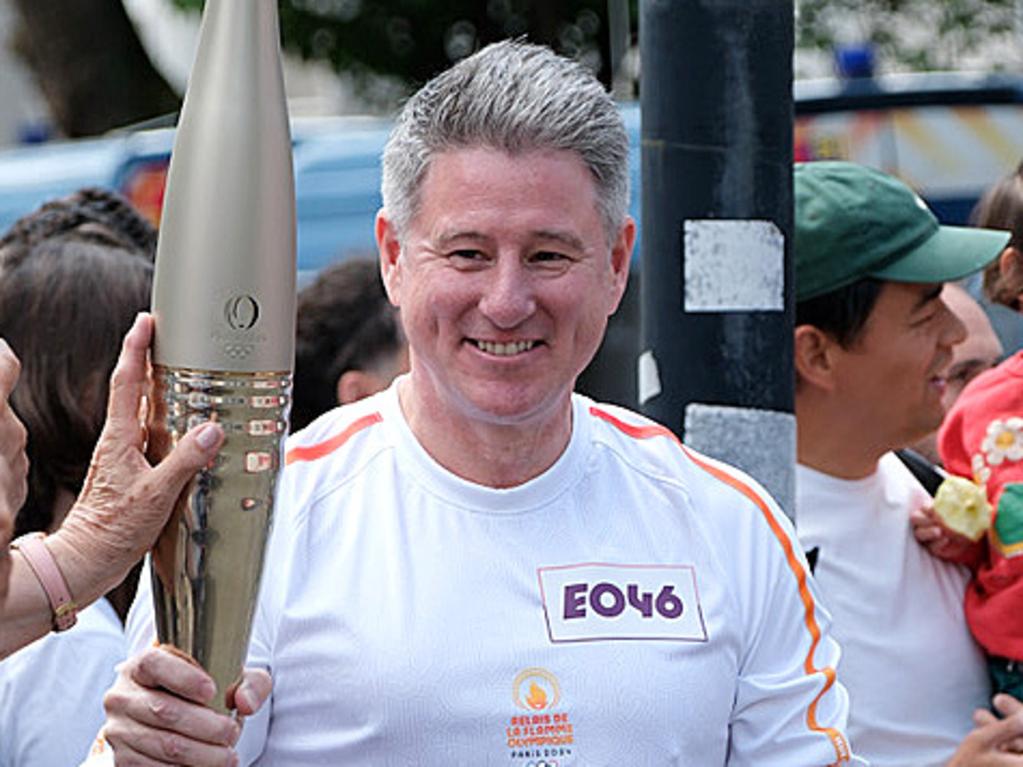 Nine CEO Mike Sneesby at the Olympic torch relay. Picture: Jacquelin Magnay