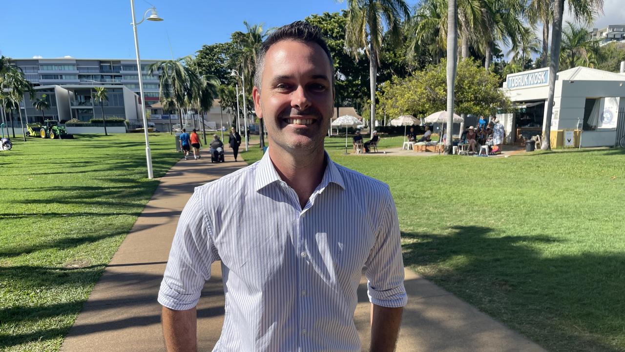 LNP Townsville candidate Adam Baillie at The Strand in North Ward.