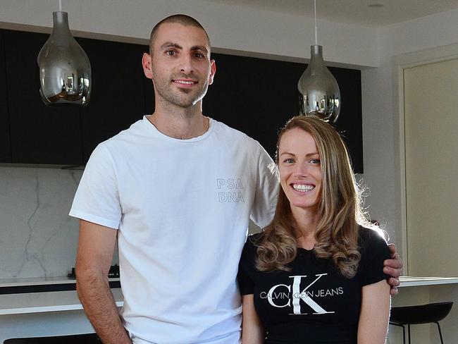 Case study for a story about buying and selling property during corona virus.Danielle and Petros Ttofari recently bought a new house in preparation for their baby that's on the way and have just listed their Cheltenham home for sale. Picture : Nicki Connolly