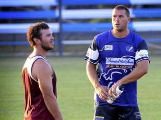 ONE GOAL: Grafton Ghosts new captain-coach Danny Wicks takes a breather with dummy-half Todd Cameron at a recent training session.