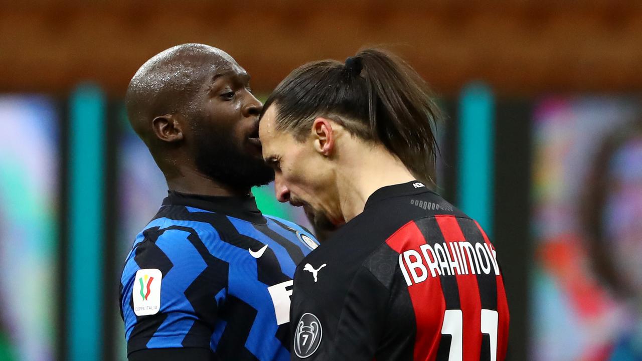 Romelu Lukaku clashes with Zlatan Ibrahimovic in a heated Milan derby.