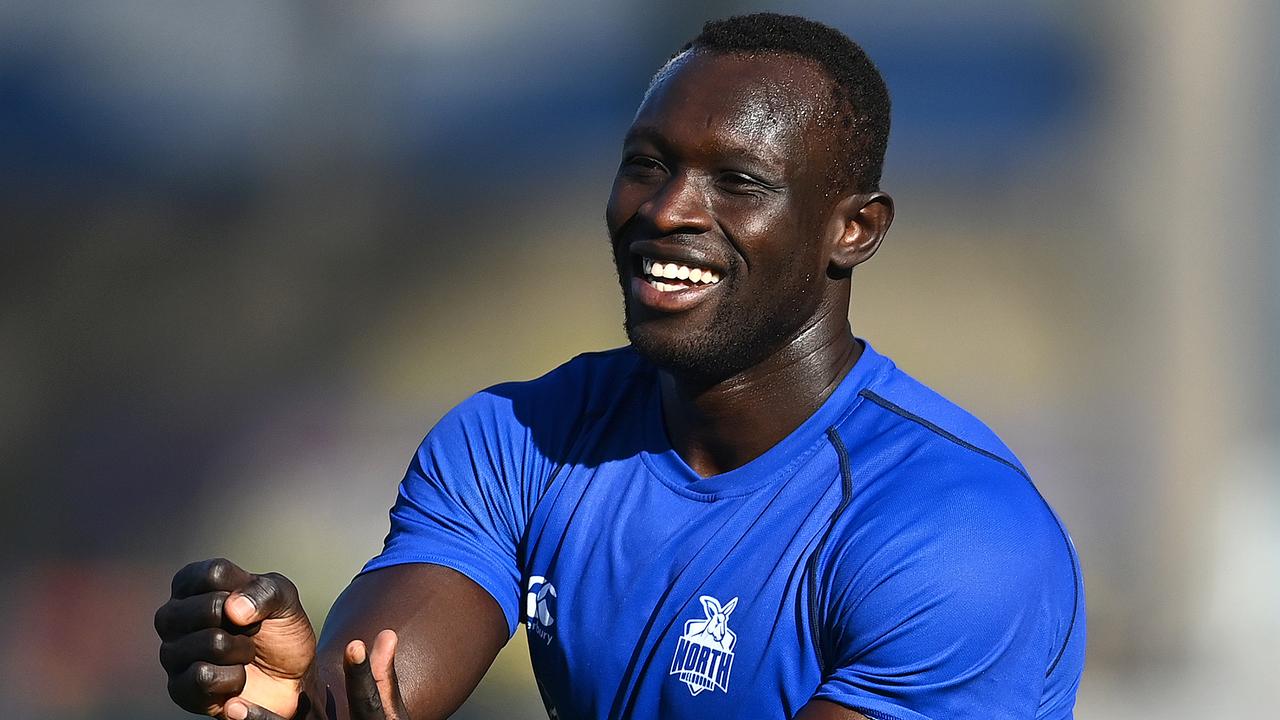 Majak Daw will represent the Kangaroos in Saturday’s clash against Adelaide. Picture: Quinn Rooney