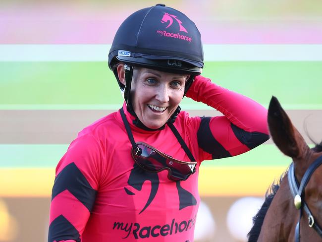 SYDNEY, AUSTRALIA - SEPTEMBER 30: Rachel King riding Just Fine wins Race 9 James Squire Metropolitan during TAB Epsom Day - Sydney Racing at Royal Randwick Racecourse on September 30, 2023 in Sydney, Australia. (Photo by Jeremy Ng/Getty Images)